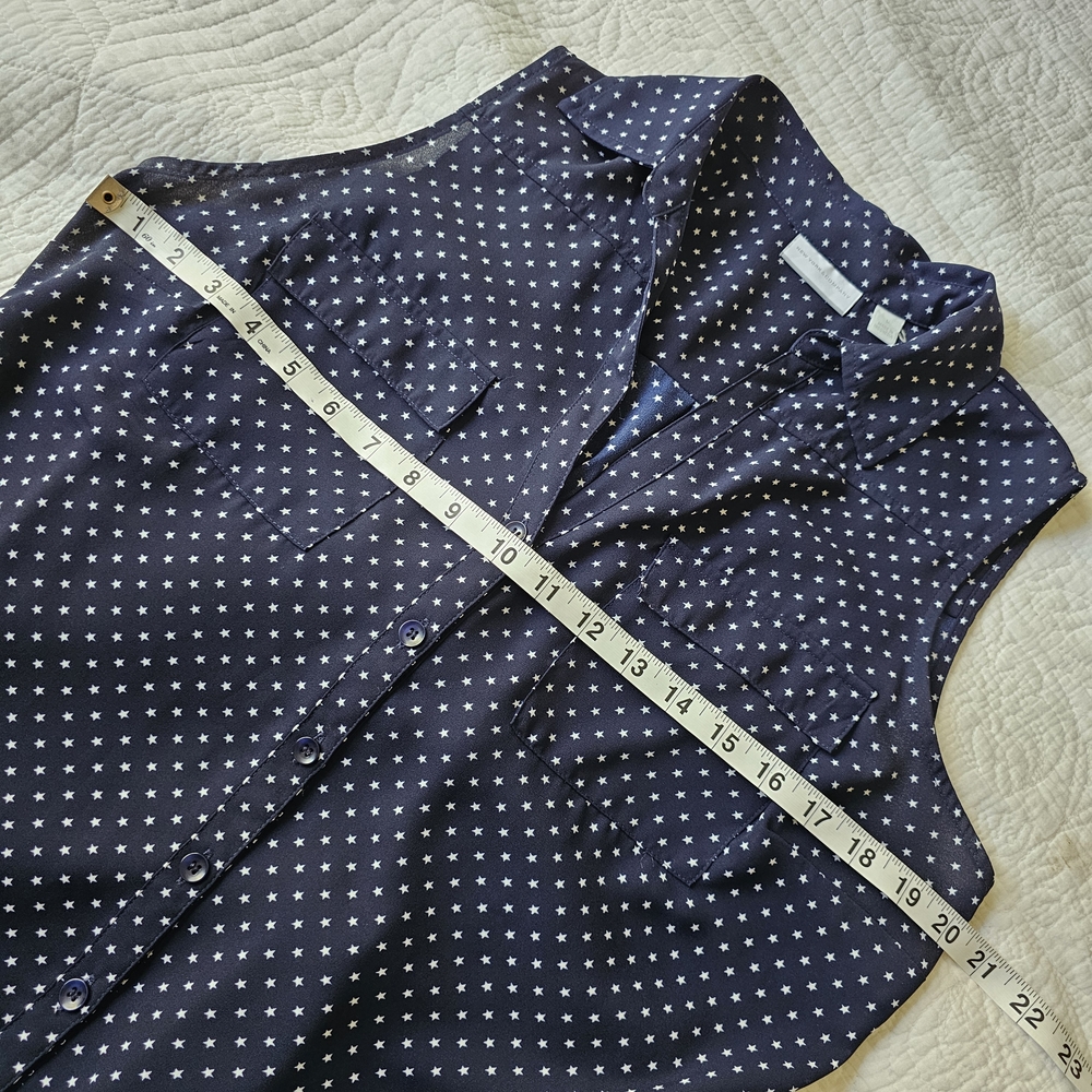 NY&Co Navy Polka Dot Star Blouse - Picture 4 of 7
